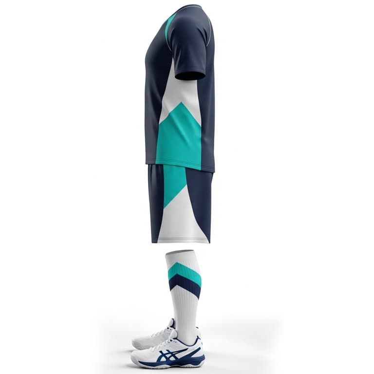 Men's Navy & Aqua Performance Volleyball Jersey and Shorts Set | Athletic Team Kit view 2