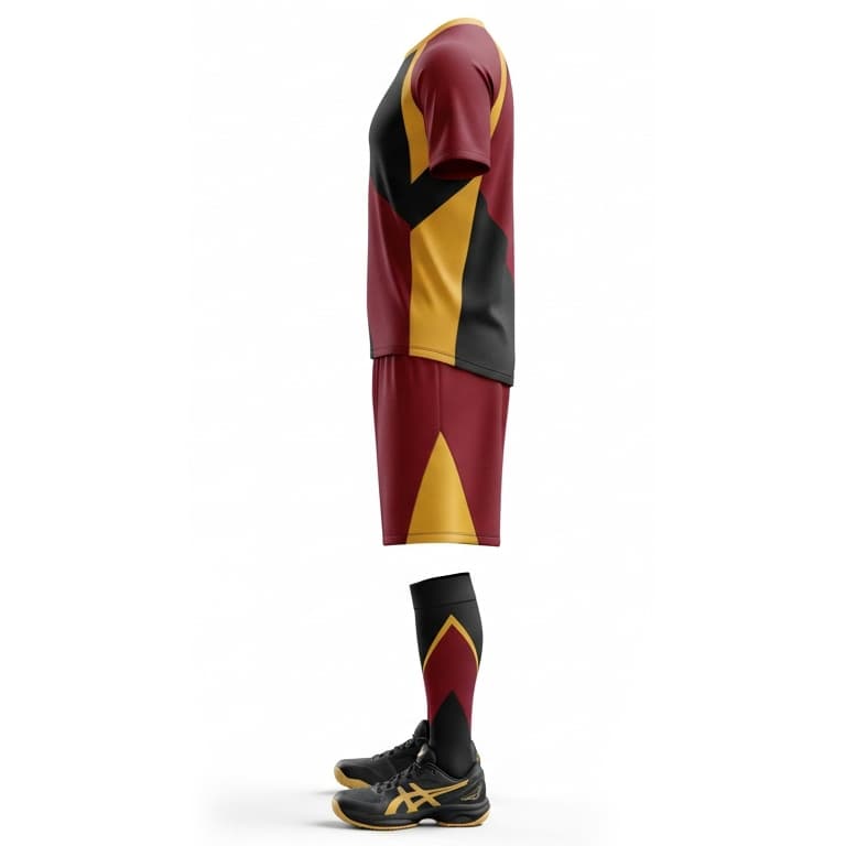 Men's Maroon & Black Performance Volleyball Jersey and Shorts Set | Dynamic Athletic Kit view 2