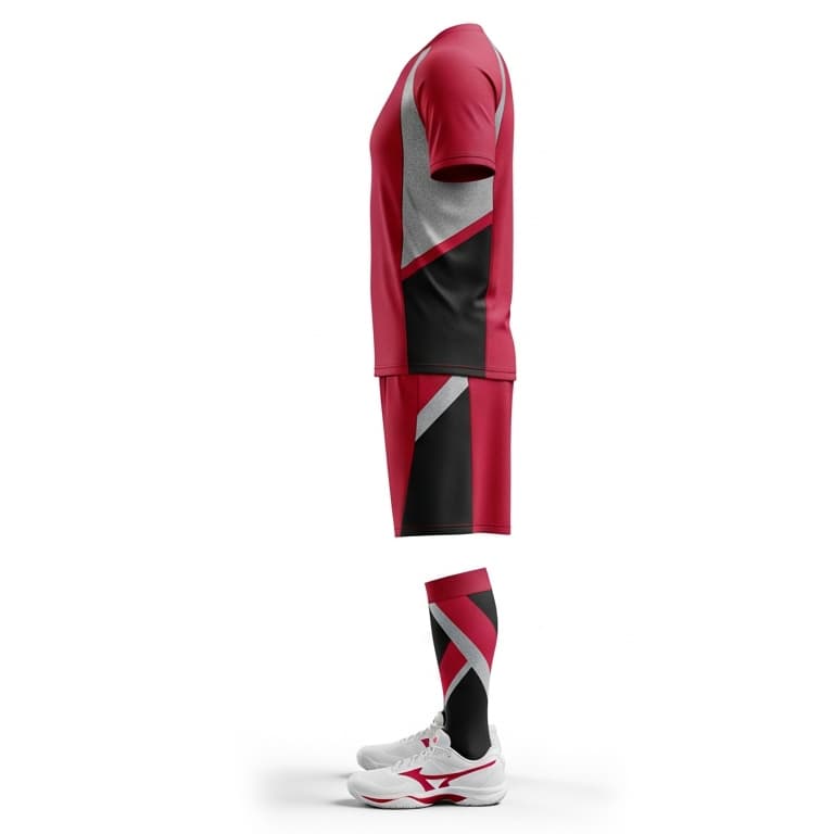 Men's Maroon & Grey Performance Volleyball Jersey and Shorts Set | Athletic Team Kit view 2