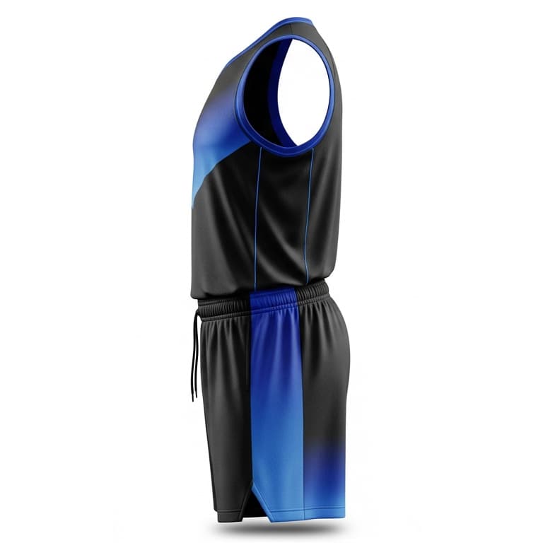 Men's Black & Blue Gradient Basketball Uniform - Performance Jersey & Shorts Set view 2
