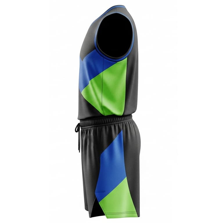 DynamicFit Pro Men's Basketball Uniform - Black, Blue, and Lime Green view 3