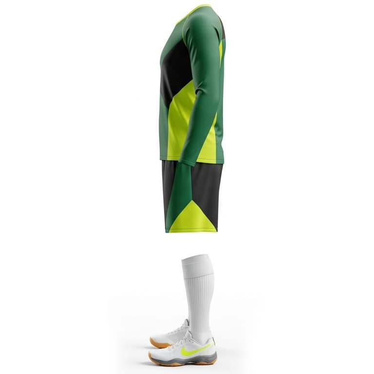 Men's Green & Black Long-Sleeve Performance Volleyball Jersey and Shorts Set | Dynamic Athletic Kit view 2