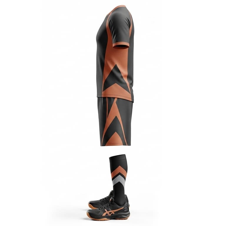 Men's Charcoal & Copper Performance Volleyball Jersey and Shorts Set | Athletic Team Kit view 2