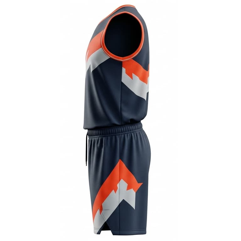 EliteGuard Men's Basketball Uniform - Navy, Orange, and Gray view 3