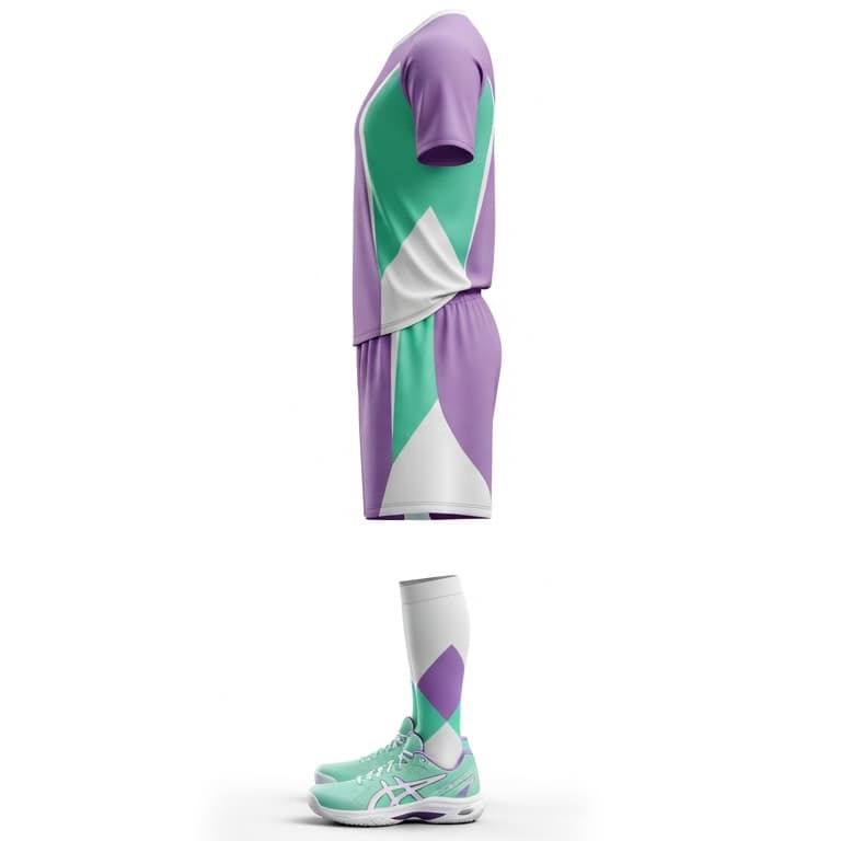 Men's Lavender & Mint Performance Volleyball Jersey and Shorts Set | Athletic Team Kit view 2