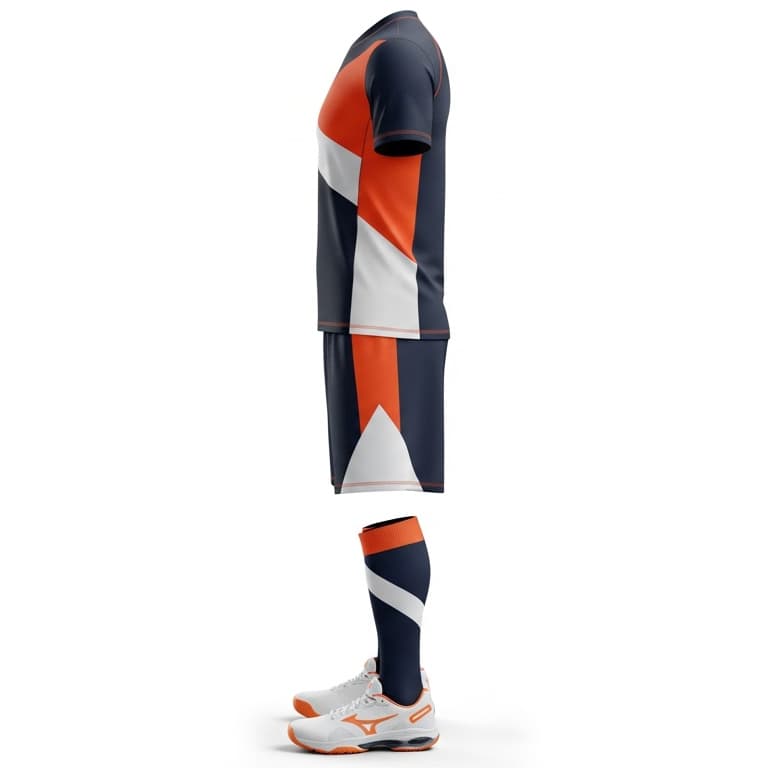 Men's Navy & Orange Performance Volleyball Jersey and Shorts Set | Dynamic Athletic Kit view 2