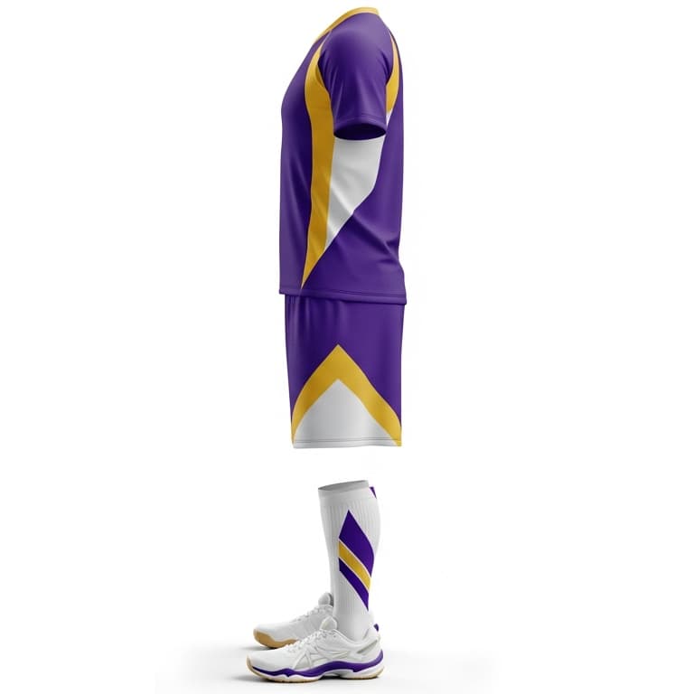 Men's Purple & Gold Performance Volleyball Jersey and Shorts Set | Athletic Team Kit view 3