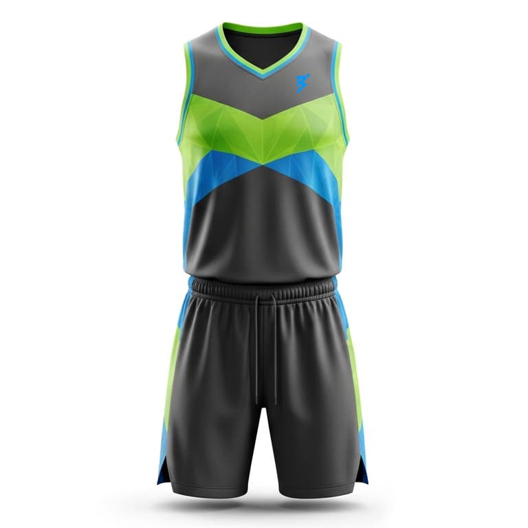Men's Performance Basketball Uniform Set - Geometric Grey Jersey & Shorts