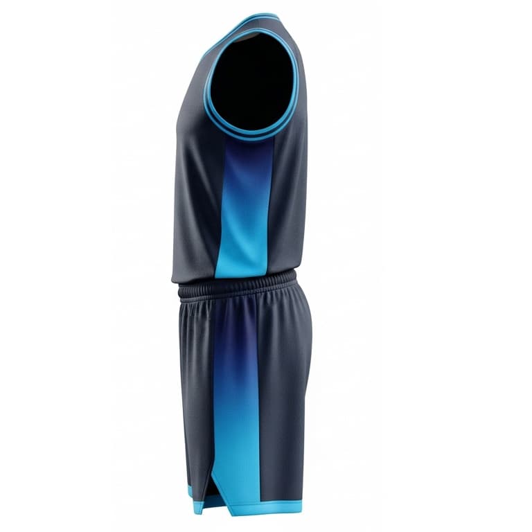 Men's Pro-Style Basketball Uniform Set - Navy Blue & Sky Blue view 2
