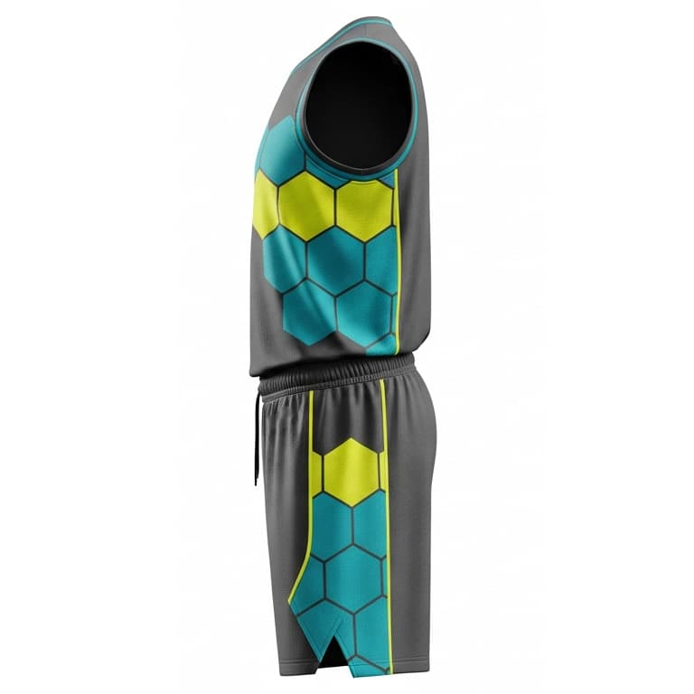 Men's Lightweight Pro-Mesh Basketball Jersey & Shorts Set - Hexagon Design view 2