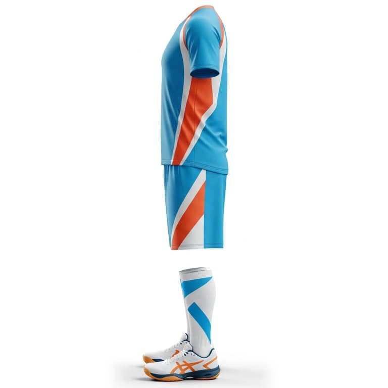 Men's Blue & Orange Volleyball Uniform - Performance Jersey & Shorts Set view 3