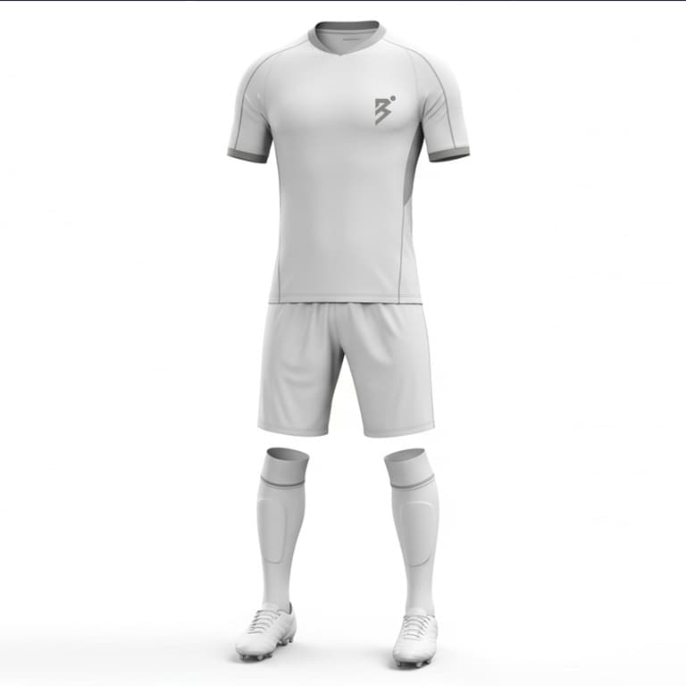 Men's Elite White & Grey Soccer Uniform Kit
