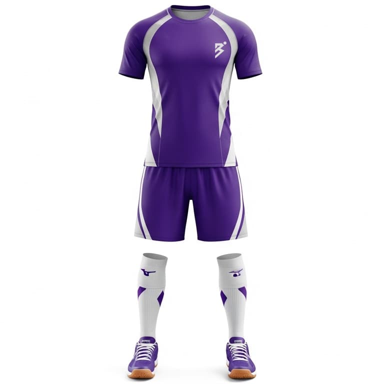 Unisex Purple & White Volleyball Jersey and Shorts Set - Pro-Fit Lightweight Uniform