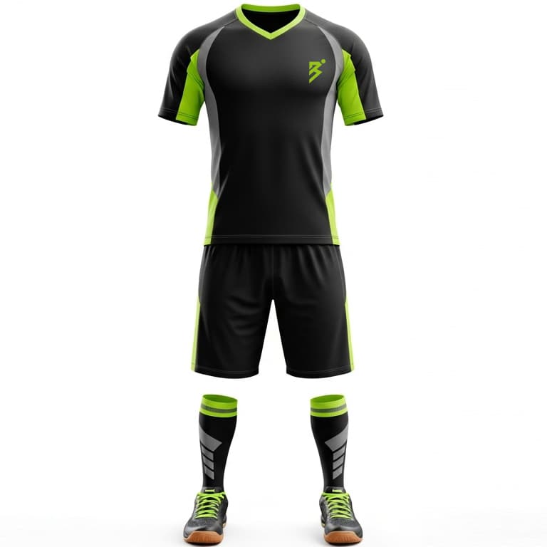 Men's Black & Neon Green Volleyball Jersey Set - Premium Performance Uniform