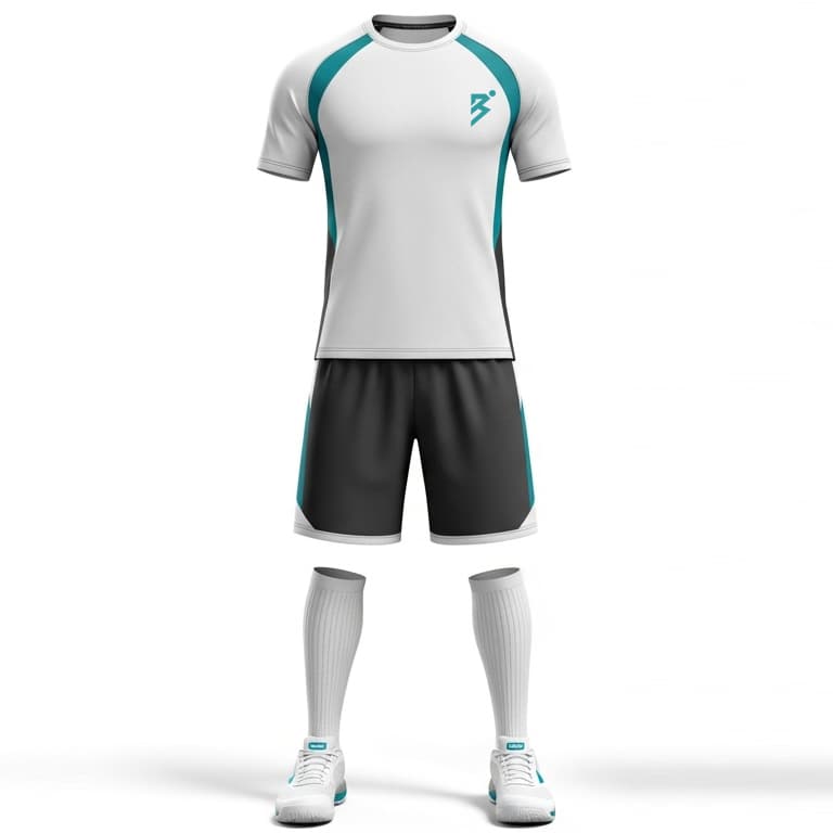 Men's White & Teal Volleyball Jersey Set - Premium Performance Uniform