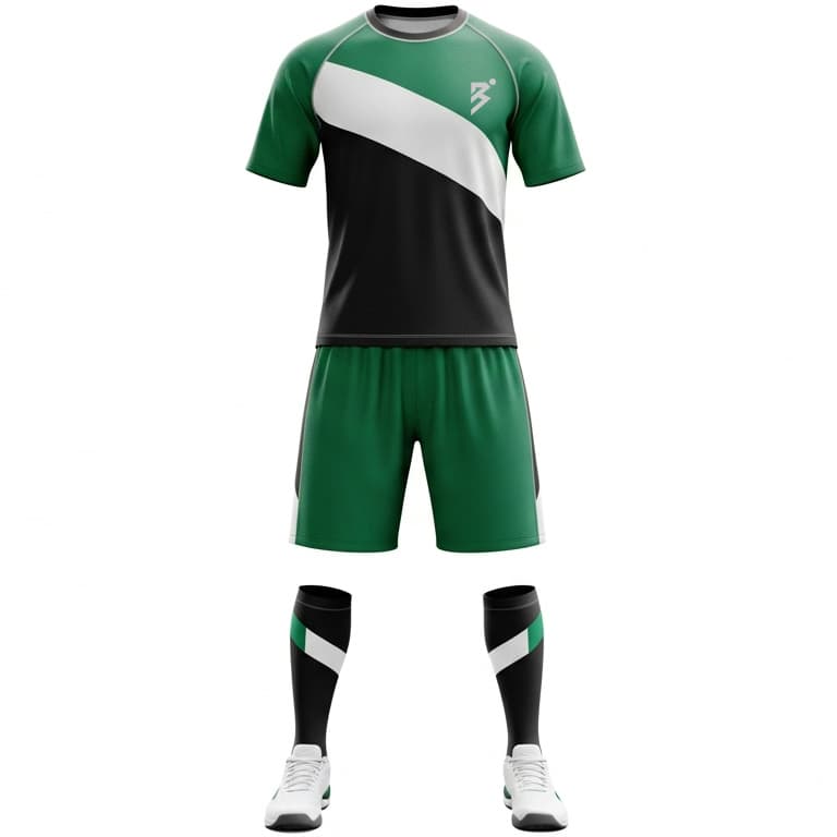 Men's Custom Green & Black Volleyball Jersey and Shorts Uniform Set