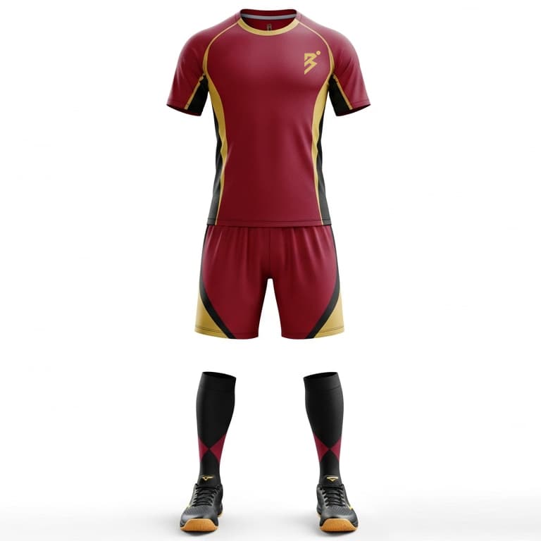Men's Custom Red & Gold Volleyball Jersey and Shorts Set | Performance Team Uniform