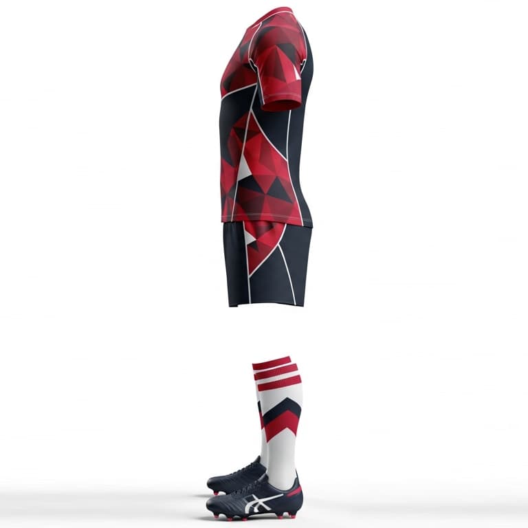 Pro-Fit Rugby Uniforms for Men  - Geometric Red & Black-Shorts Set view 3