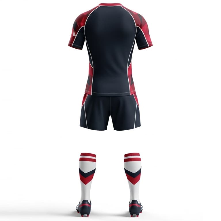 Pro-Fit Rugby Uniforms for Men  - Geometric Red & Black-Shorts Set view 2