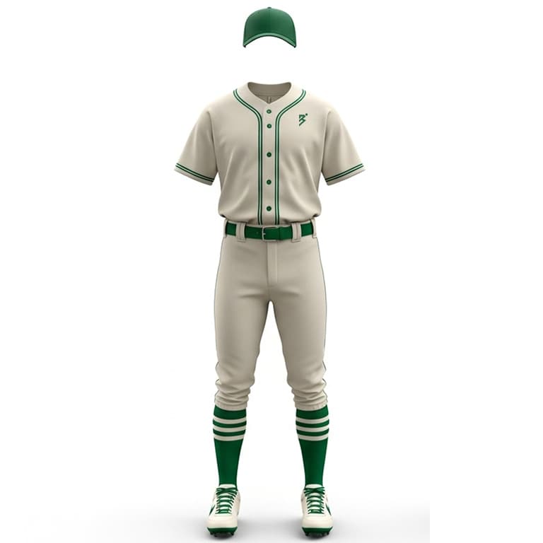 Vintage Cream & Green Baseball Uniform Set