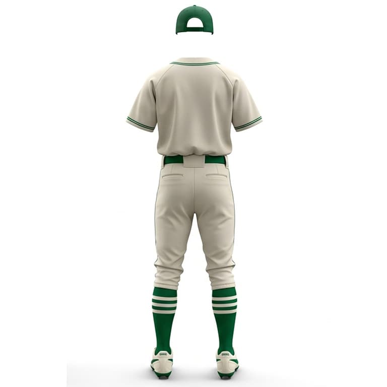 Vintage Cream & Green Baseball Uniform Set view 2