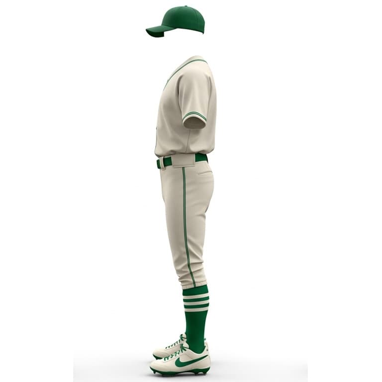 Vintage Cream & Green Baseball Uniform Set view 3