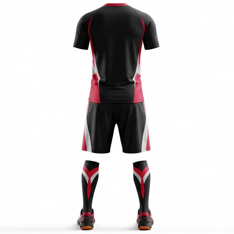 Men's Bold Black Volleyball Uniform - Red & White Performance Kit view 2