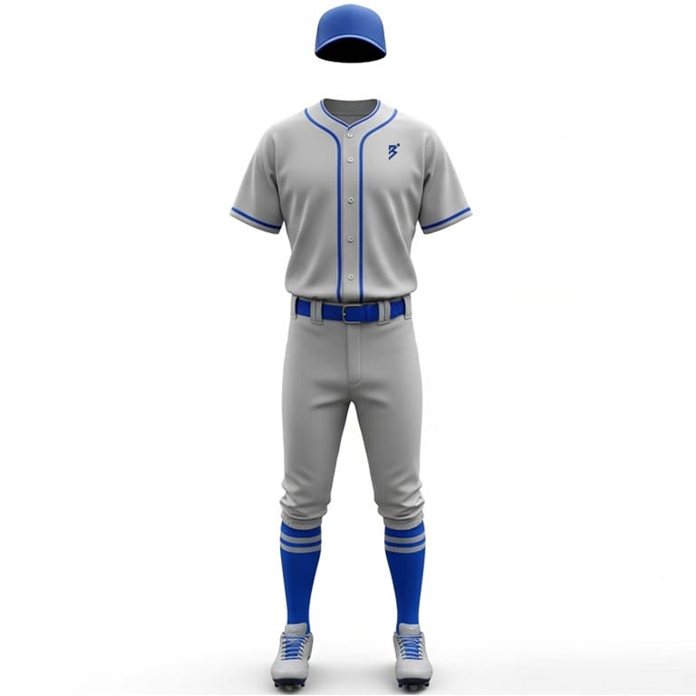 Classic Gray & Blue Baseball Uniform Set