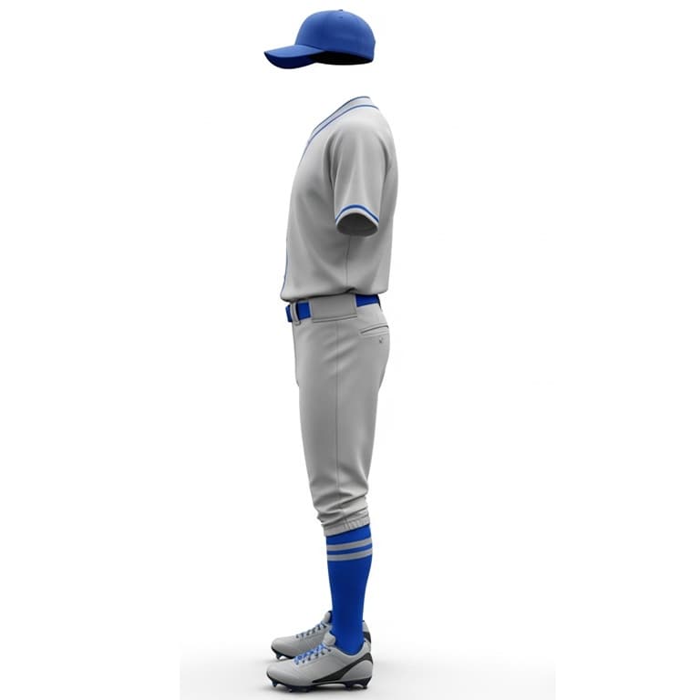 Classic Gray & Blue Baseball Uniform Set view 2