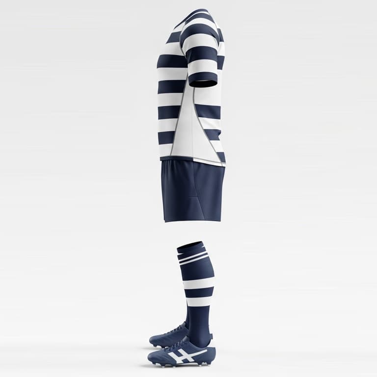 Men's Classic Navy & White Striped Rugby Uniform – Performance Jersey & Shorts Set view 3