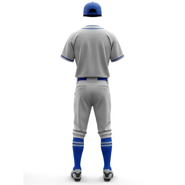 Classic Gray & Blue Baseball Uniform Set view 3