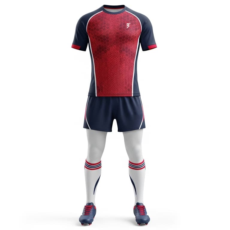 Elite Performance Rugby Uniform - Navy & Maroon Hexagon Pattern