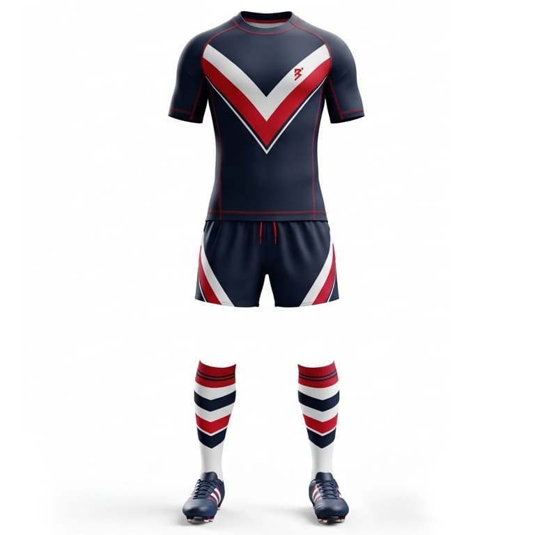 Men's Pro-Fit Rugby Uniform - Customizable V-Stripe Jersey & Shorts Set