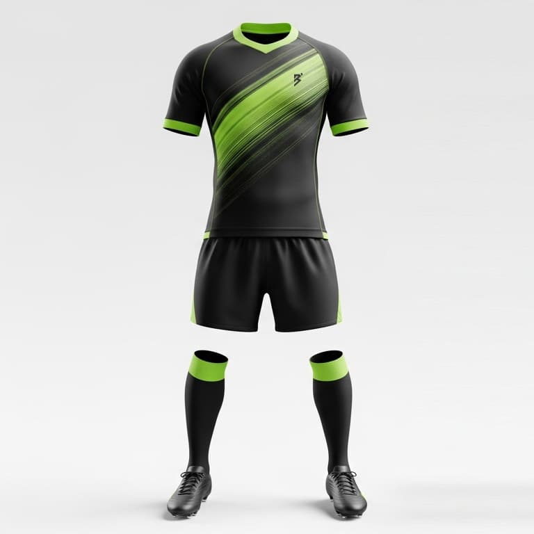 Black & Neon Green Rugby Jersey and Shorts Set - Men's Performance Uniform