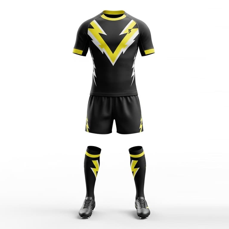 Rugby Uniform Set For Men's - Lightning Bolt Design Jersey & Shorts