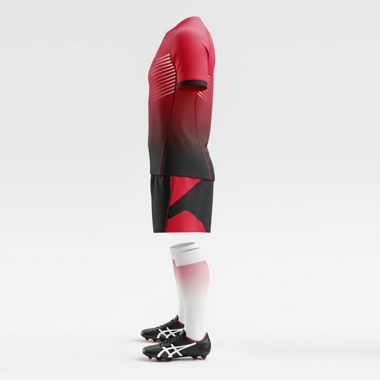 Men's Pro-Fit Rugby Uniform Set - Red & Black Gradient Jersey with Shorts view 2