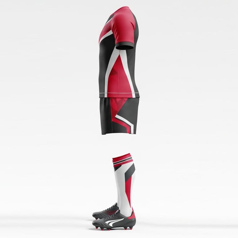 Men's Black, White & Red Rugby Uniform Set – Performance Jersey, Shorts & Socks view 2