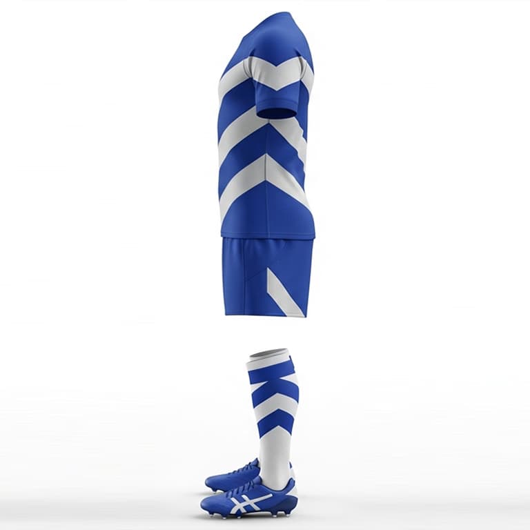 Men's Blue and White Rugby Uniform - Jersey, Shorts & Socks Set view 2