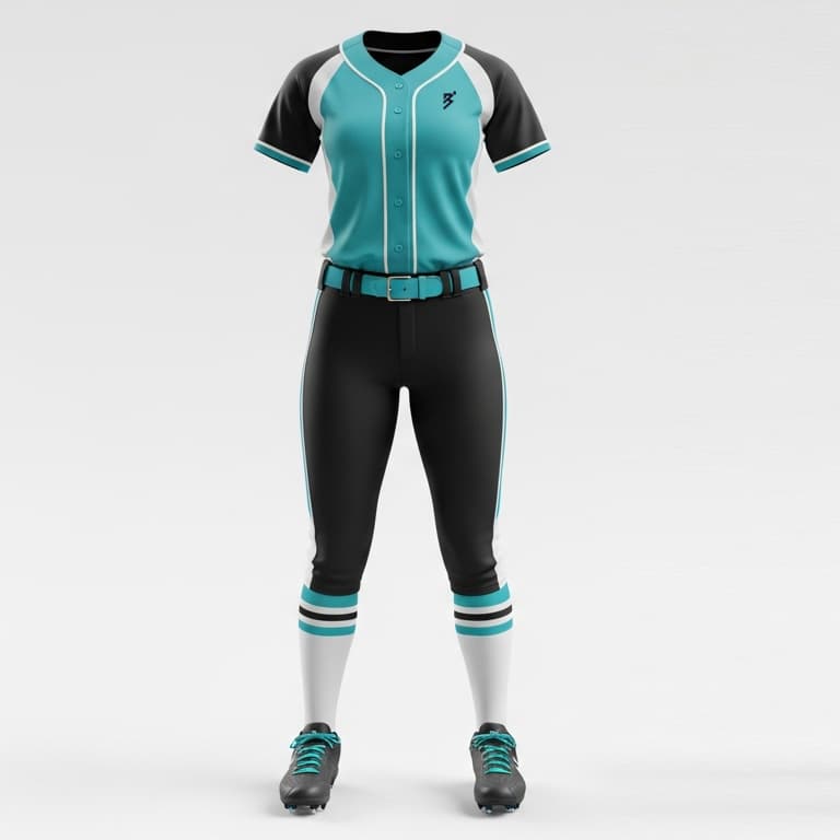 Elite Women's Teal & Black Softball Uniform: Jersey & Pants Set