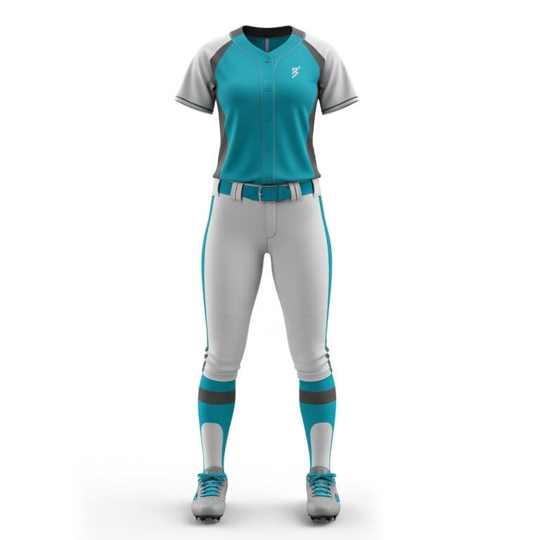Pro-Performance Women's Teal & Gray Softball Uniform: Jersey & Pants