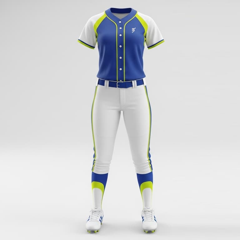 Women's Pro-Fit Softball Uniform: Royal Blue & Lime Green Set