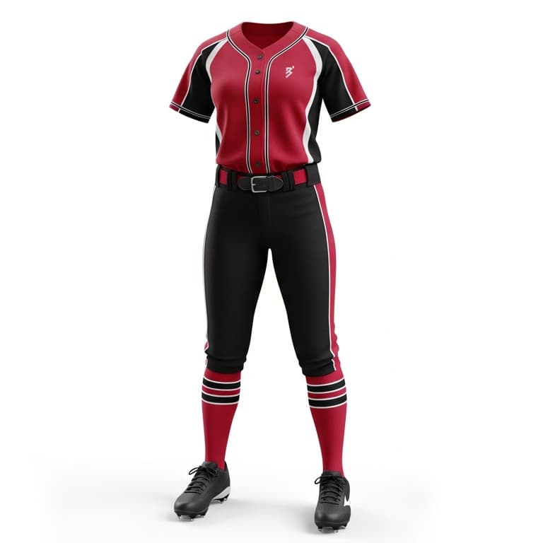 High-Performance Custom Softball Jersey & Pants – Red & Black