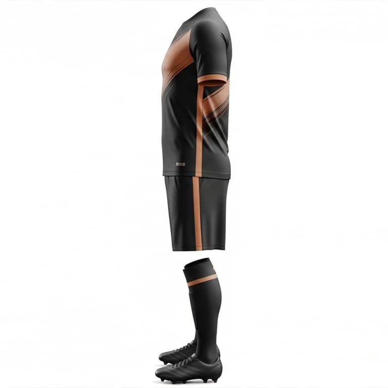 Men's Dynamic Black & Copper Soccer Uniform Set view 2