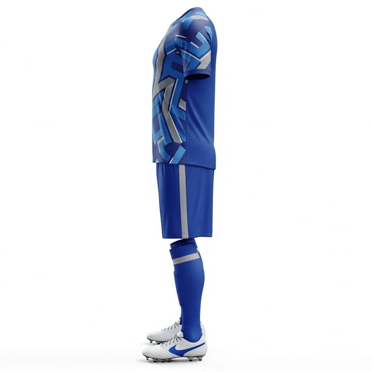 Men's Elite Abstract Soccer Uniform - Blue & Grey Geometric Performance Kit view 2