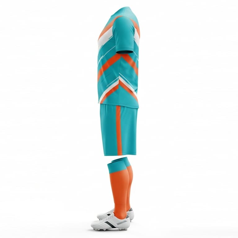 Men's Bold Teal & Orange Soccer Uniform view 2