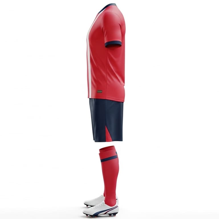 Men's Classic Split Soccer Uniform - Navy, Red & White Performance Kit view 2