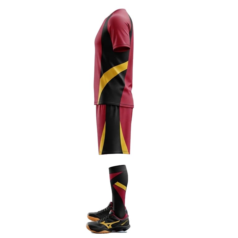Men's Elite Pro Volleyball Uniform - Maroon, Black & Gold Performance Kit view 2