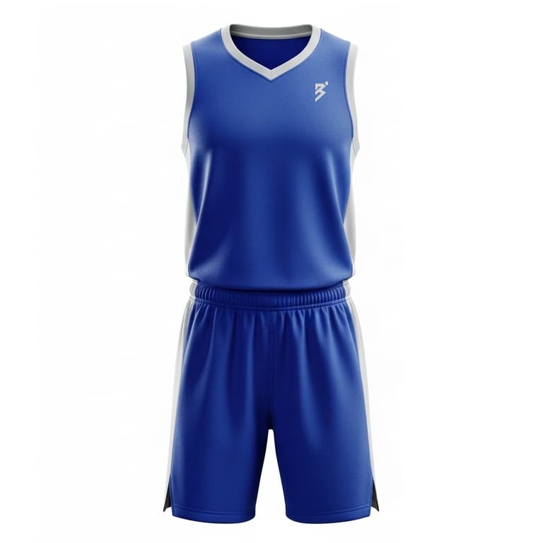Men's Blue & White Basketball Jersey and Shorts Set - Breathable Performance Uniform