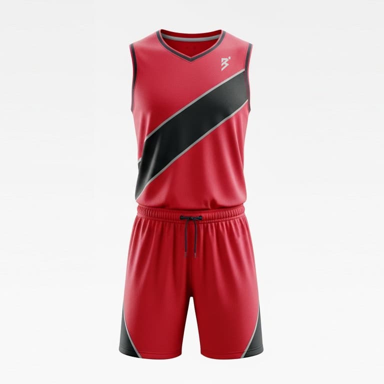 Men's Red & Black Basketball Uniform Set - Performance Jersey & Shorts