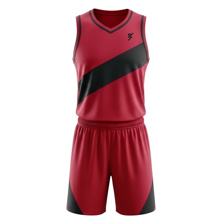 Men's Red & Black Custom Basketball Uniform - Sleeveless Jersey & Shorts Set